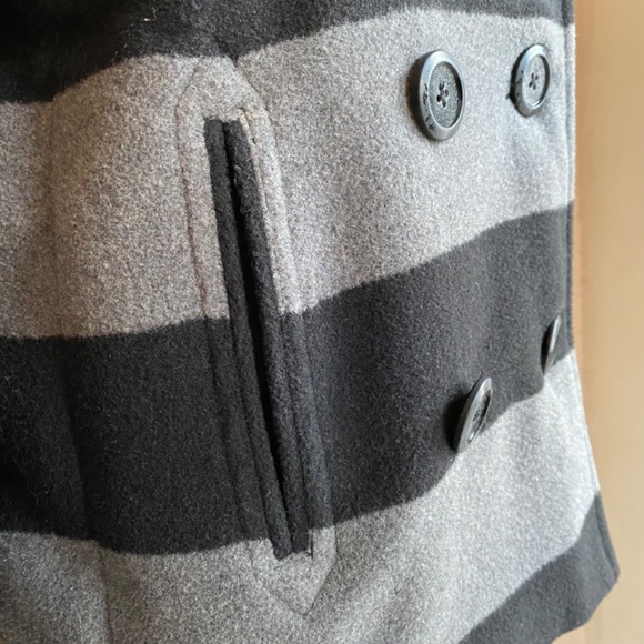 Jack gray and black striped pea coat size M - Picture 4 of 14